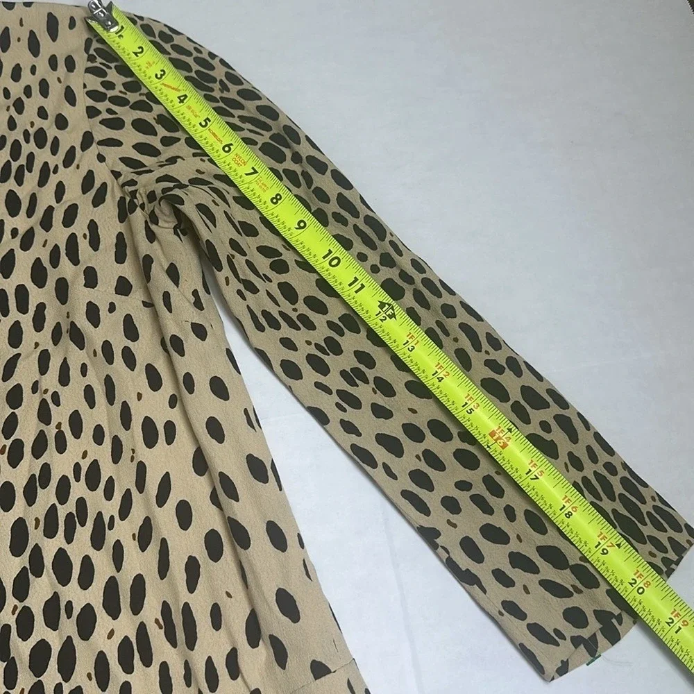 J.Crew Jules Animal Print Mini Dress Lined Wildcat Tan‎ Black 3/4 Sleeve Size 2